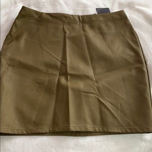 Dark Green Leather Skirt